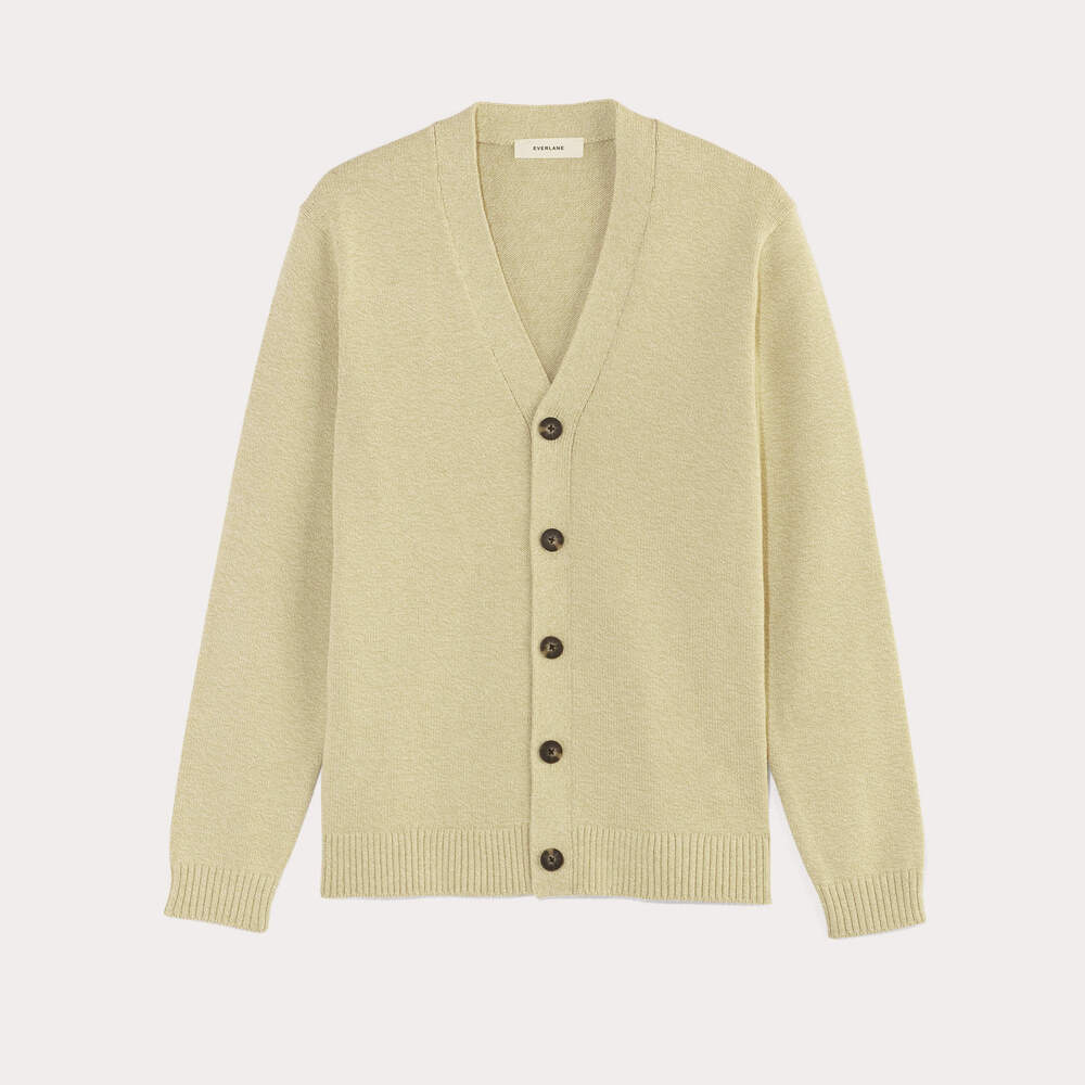 Everlane Classic Cardigan in Everyday Cotton in Desert Sand/Natural, Size Medium - Picture 2 of 4